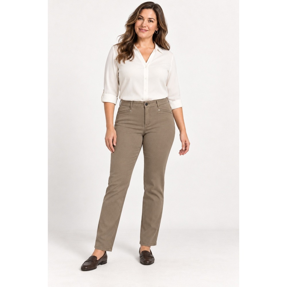 Christopher & Banks Signature Slimming Tan Khaki Straight Leg Pants Size 12